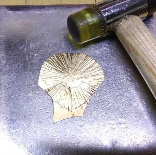 Judy Larson's Angel Ornament  - , Holiday Designs, Cutting, Cutting Tool, Cutters, Forging, Forging Jewelry, Jewelry Forging, How To Punch Holes, Hole Punching, Punch A Hole, Stamping, Stamps, Texturing, Use the narrower side of a Mini TruStrike Sharp Designer Hammer